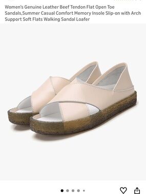 Women’s Open-Toe Leather Slip-On Sandals in Beige